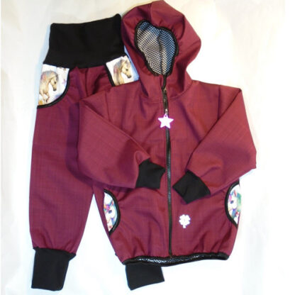 Set dívčí vínový souprava - jarní. softshell. JEDNOROŽEC