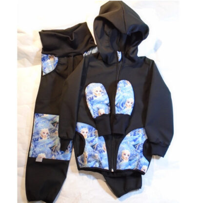 Set dívčí černý souprava - zim. softshell. Elsa