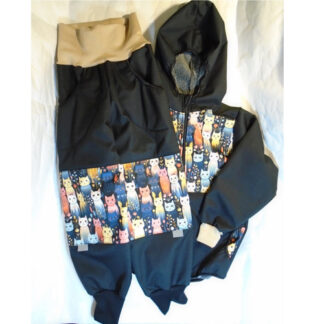 Set dívčí černobílý souprava - beránek. softshell. KOČKY